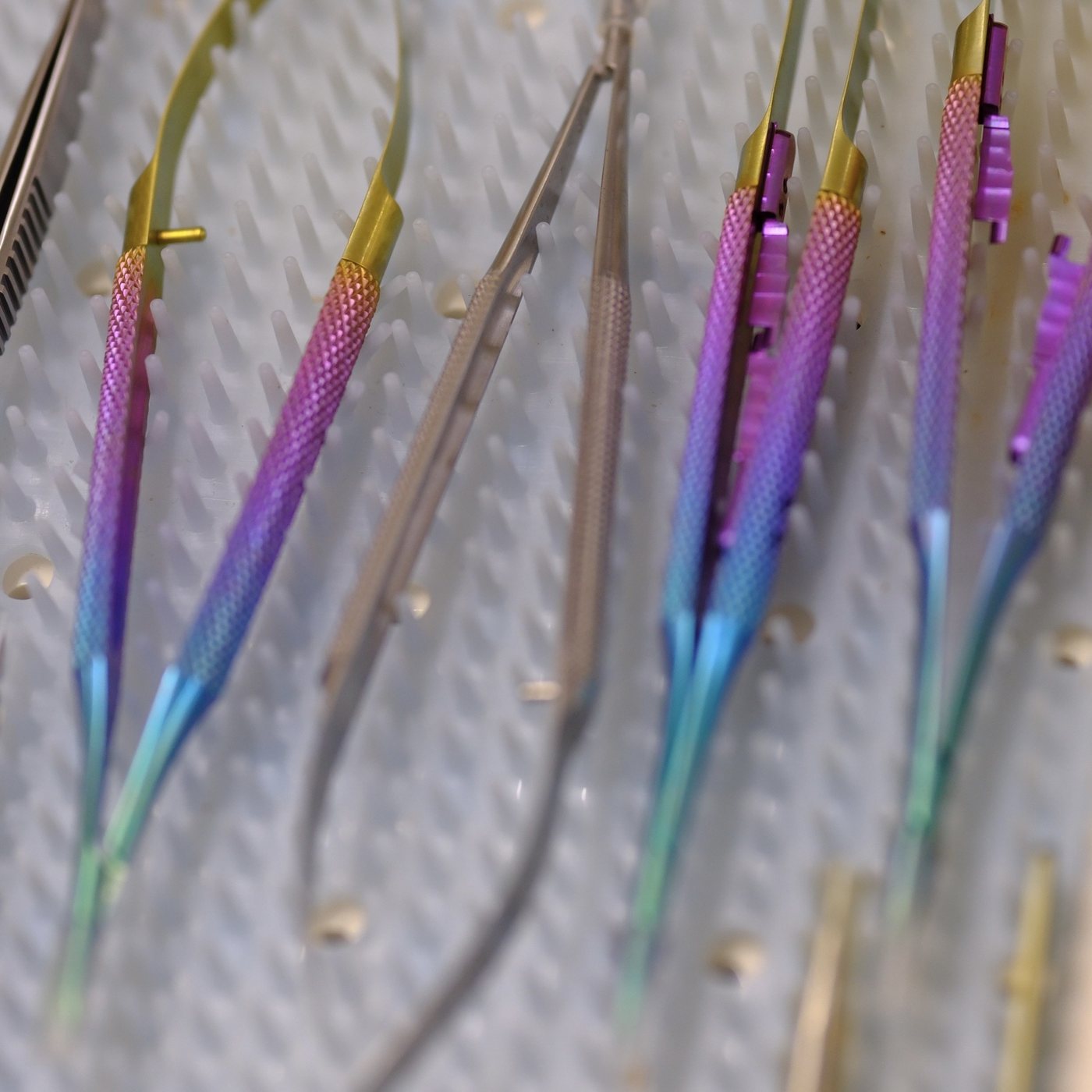 Titanium microsurgical instruments, macro detail